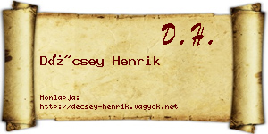 Décsey Henrik névjegykártya